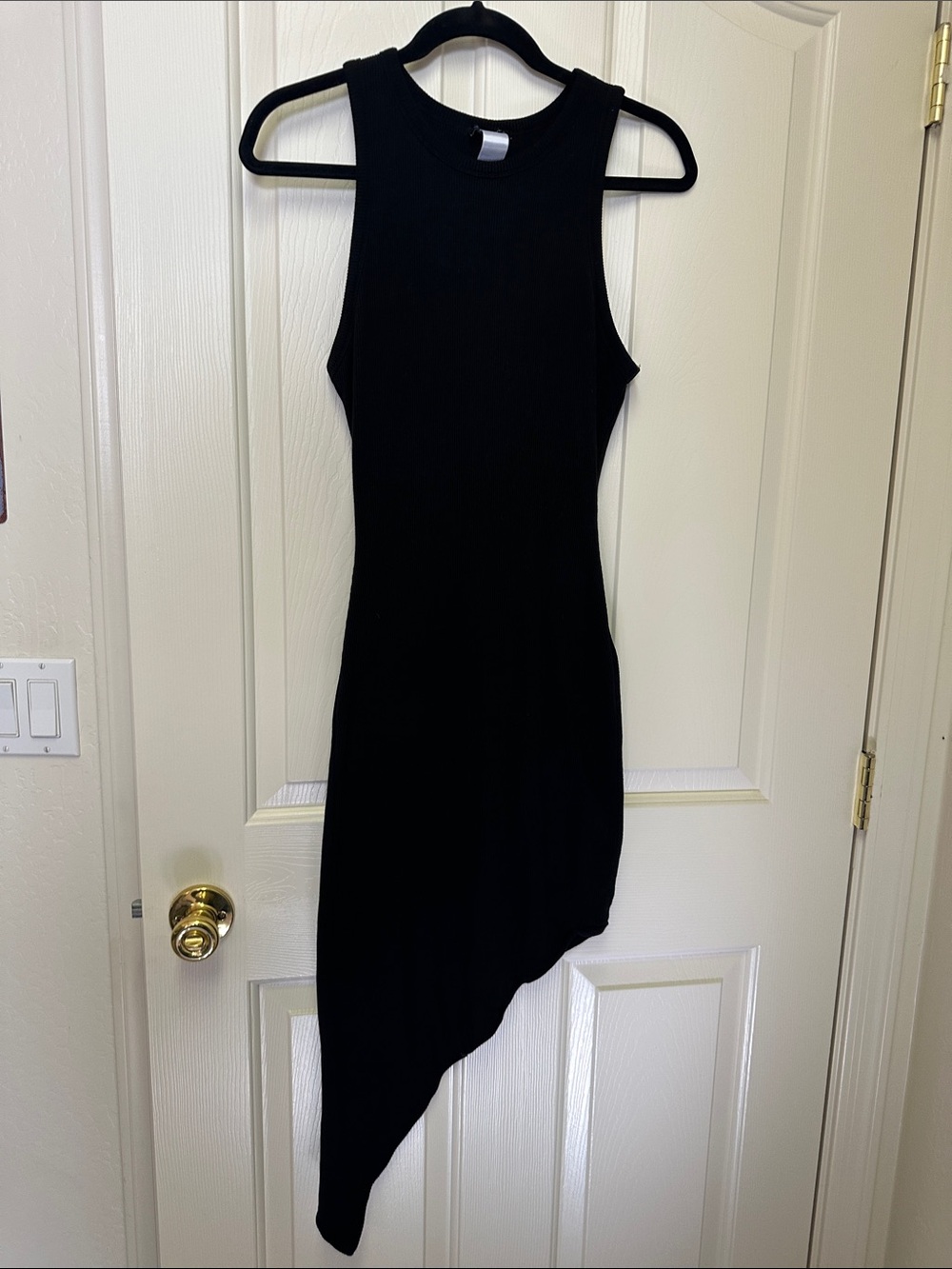 naked wardrobe Black Asymmetrical Hem Sleeveless Dress